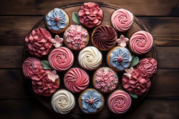 Top view heerlijke cupcakes