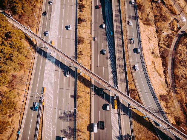 Photo top view on highway in seoul