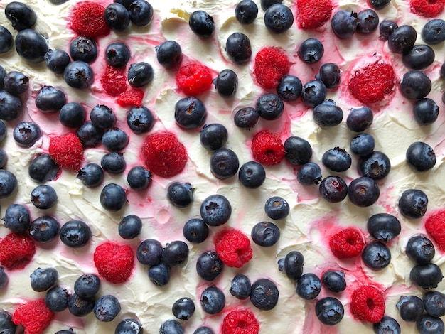 Top view of homemade cake with fruit