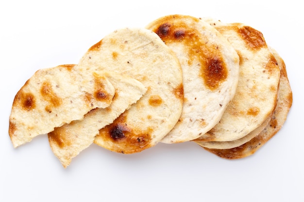 Top view of homemade pita bread