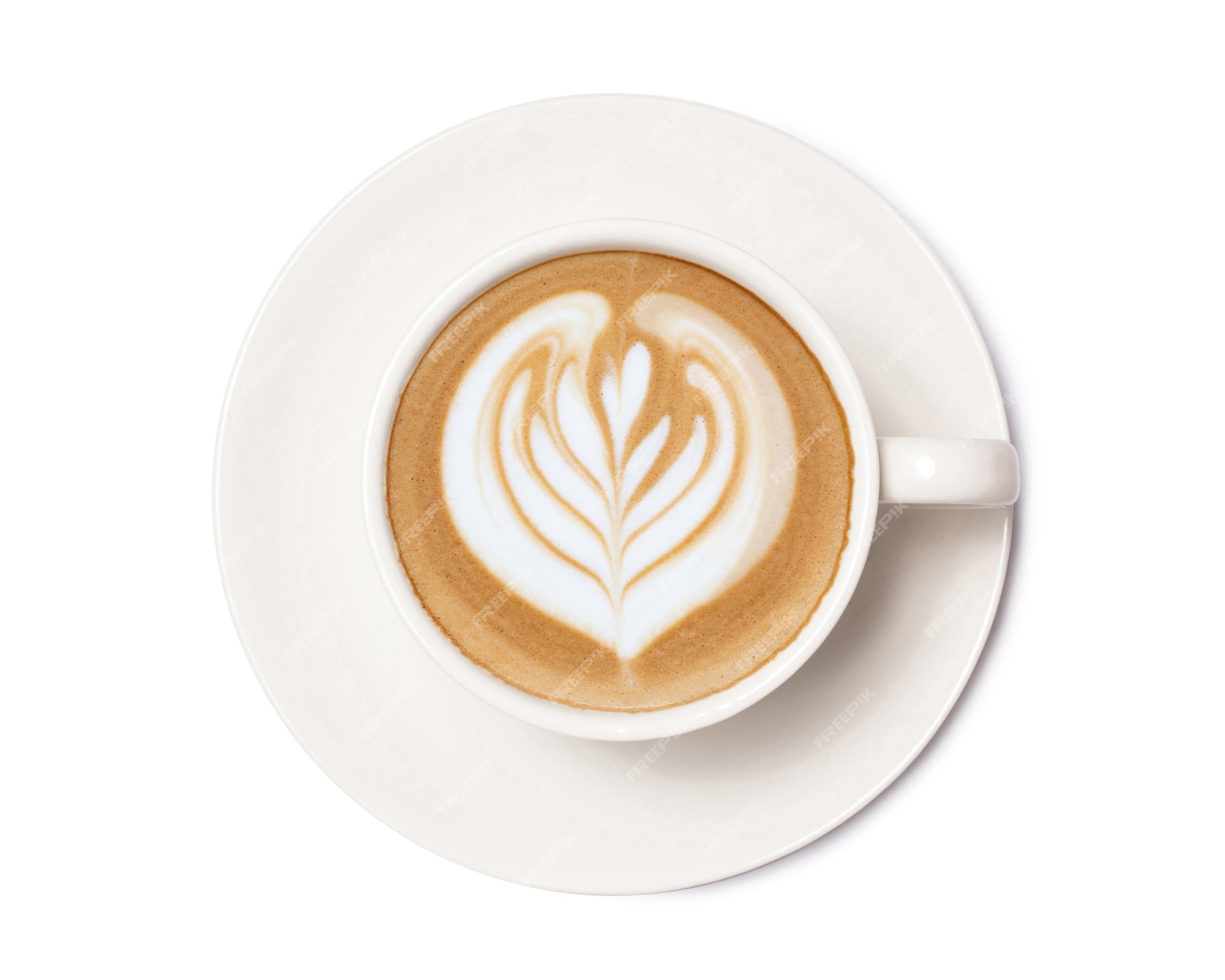 Premium Photo | Top view of Hot coffee cappuccino latte art isolated on