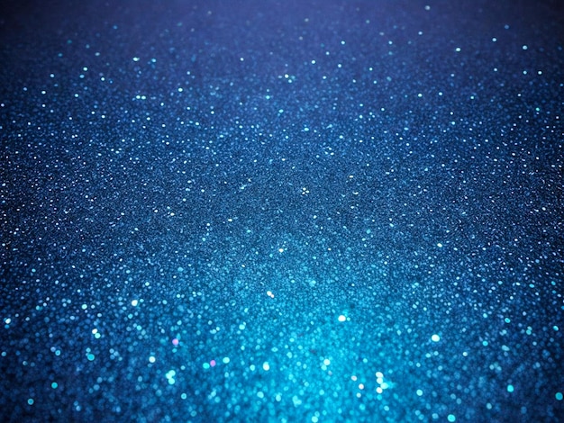 top view hyper realistic flat glowing blue glitter background