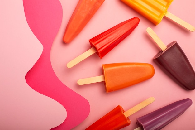 Top view over ice cream pop stickles