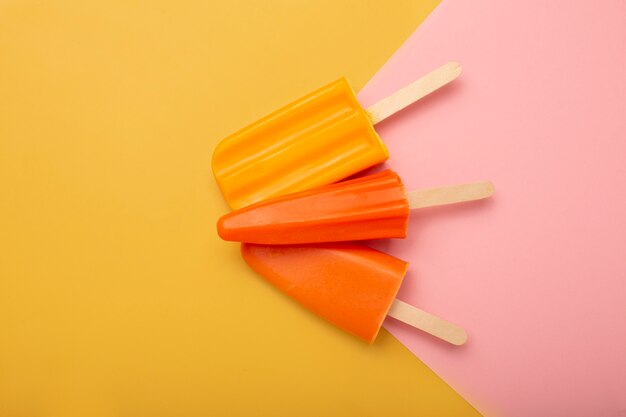 Top view over ice cream pop stickles