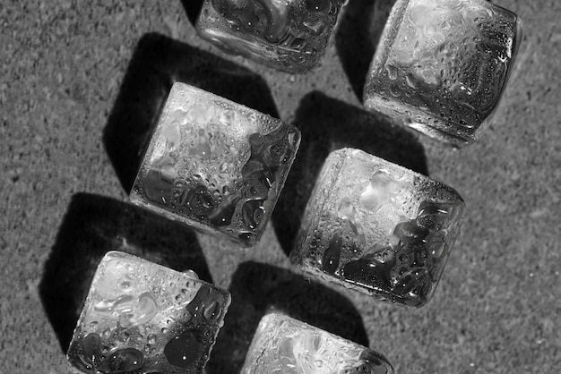 Top view  ice cubes arrangement