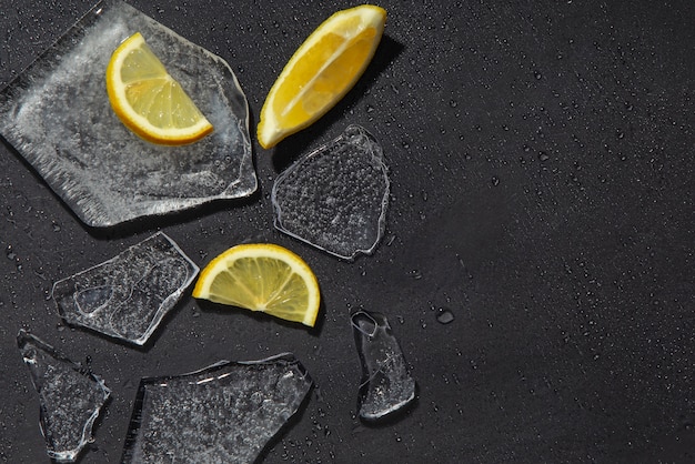 Top view ice cubes still life