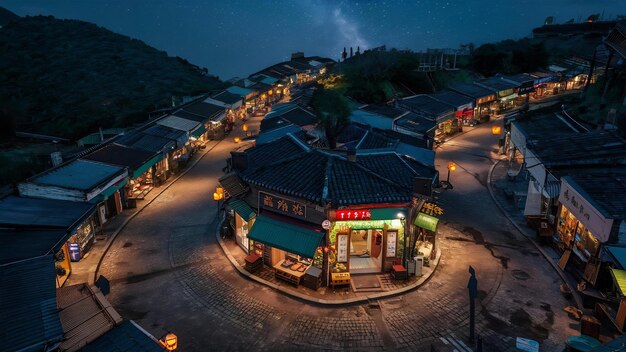 Photo top view of jiufen old street in taipei taiwan