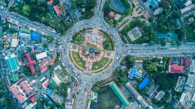 top view of King Narai traffic circle