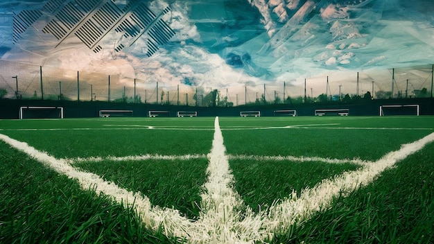 Top view kunstgras voetbalveld achtergrond textuur