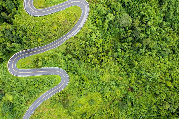 タイの北の山頂と田舎のジャングル・ブッシュ・フォレストの雲のマウンテン・レイヤーのモーニング・ミストの風景