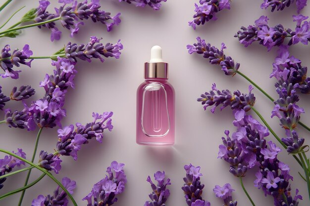 Top View Lavender Aromatherapy in a Vintage Bottle Generative AI