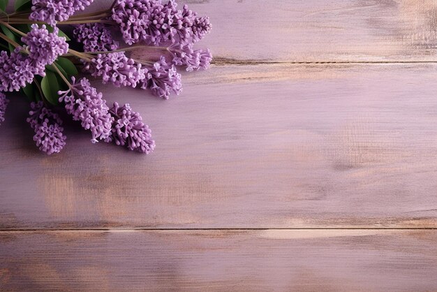 Top View of Lavender over Light Wooden Table Created with Generative AI Tools