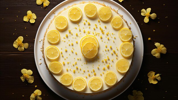 Top view of lemon cheesecake