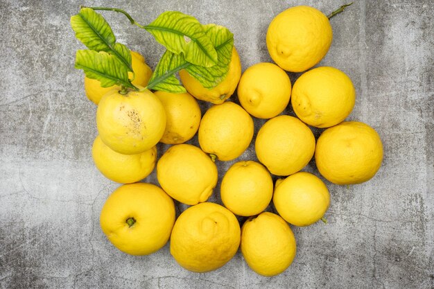 Top view of lemons on countertop