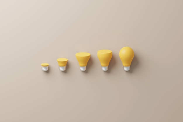 Photo top view of light bulb yellow growthing