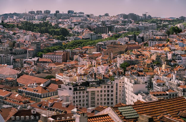 Photo top view of lisbon city