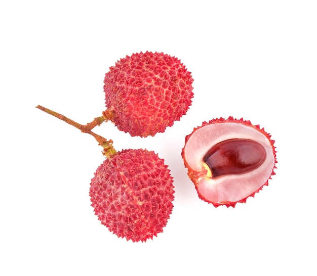 Top view of lychee isolated on white background