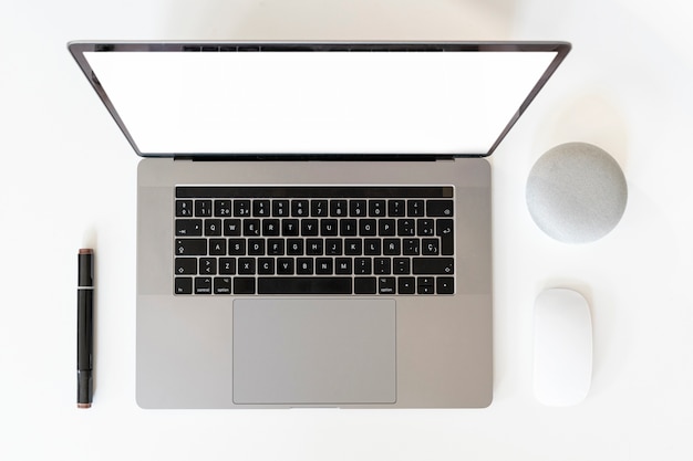Premium Photo | Top view of macbook on plain background Premium Photo | Top view of macbook on plain background