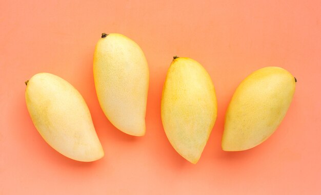 Top view of Mango, Tropical fruit  juicy and sweet.