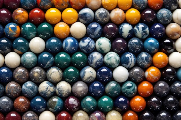 Top view of marbles organized by color on a chessboard created with generative ai