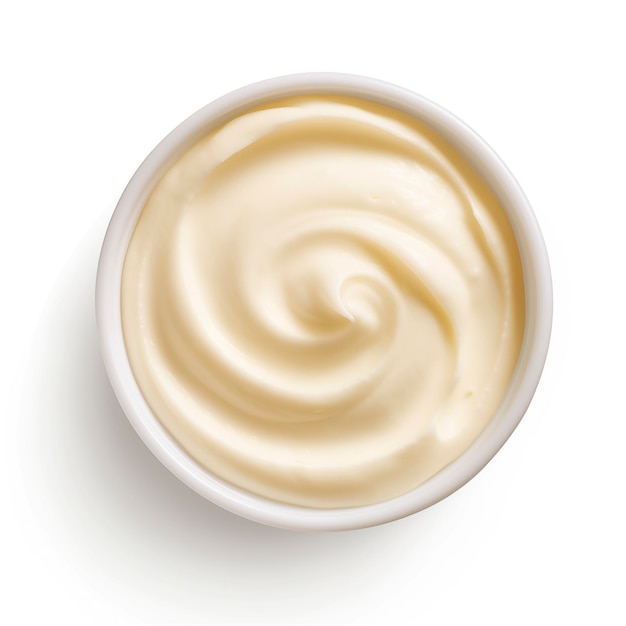 Top view of mayonnaise sauce isolated on white background ai generated