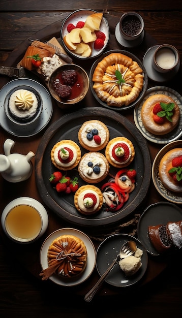 Premium AI Image | Top view meals tasty yummy different pastries and