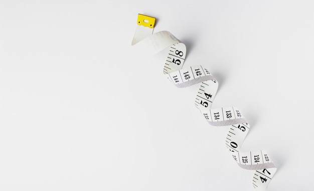 Top view on measuring tape isolated