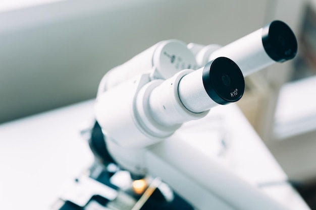 Top view of the microscope in the laboratory