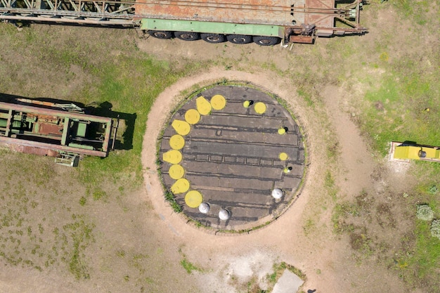 top view of the military vehicles  in the park