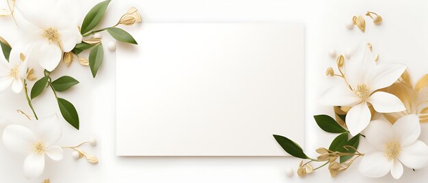 Photo top view minimal blank car mock up with flower for weeding invitation