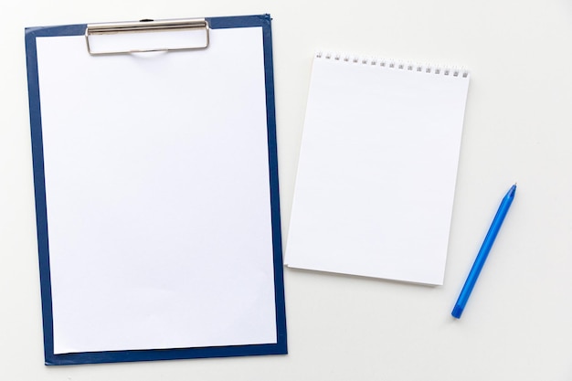 Top view Minimal design of open Notebook with pensil on white background with blank space Flat lay