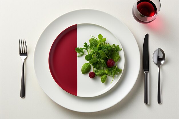 Foto vista dall'alto mangiare sano in stile minimalista