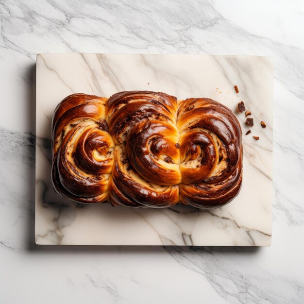 Photo top view minimalistic of an isolated babka