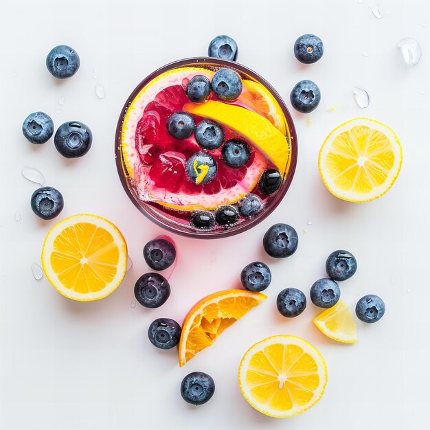 Top view minimalistic of an isolated Blueberry Bliss Lemonade