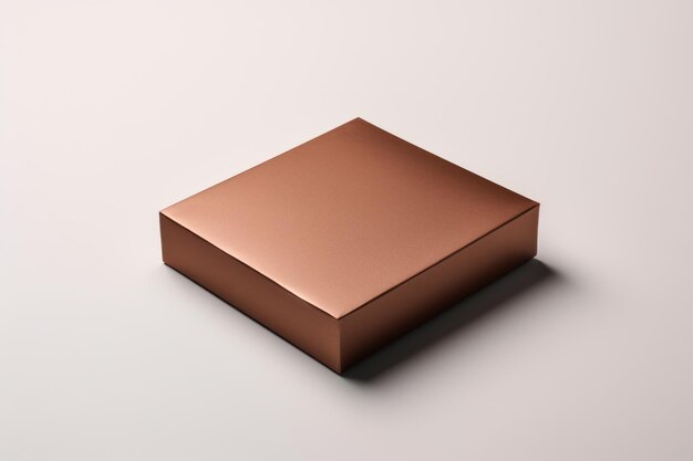 Top view minimalistic of an isolated Burnished Bronze Presents box copyspace next to the edge backgr