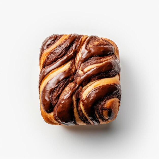 Top view minimalistic of an isolated chocolate babka