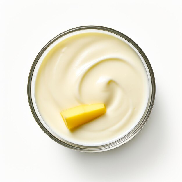 Photo top view minimalistic of an isolated coconut mango panna cotta