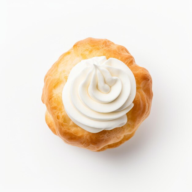 Photo top view minimalistic of an isolated cream puff