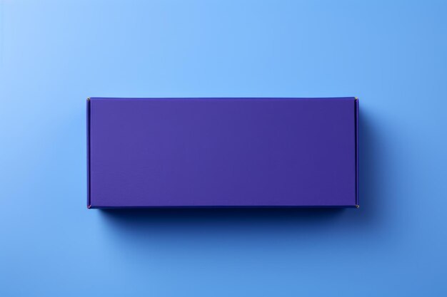 Photo top view minimalistic of an isolated electric indigo presents box copyspace next to the edge backgro