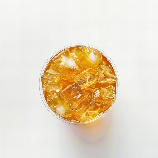 Photo top view minimalistic of an isolated iced tea