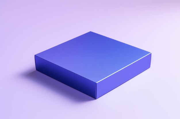 Минималистический вид сверху изолированного iridescent indigo Представляет коробку copyspace рядом с краем backg