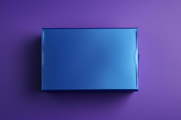 Photo top view minimalistic of an isolated iridescent indigo symphony presents box copyspace next to the e