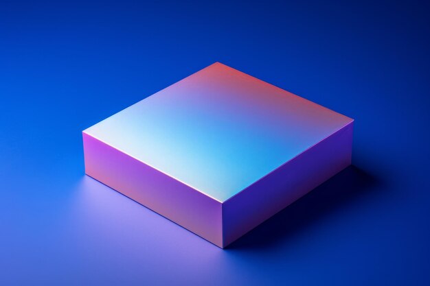 Photo top view minimalistic of an isolated iridescent indigo symphony presents box copyspace next to the i