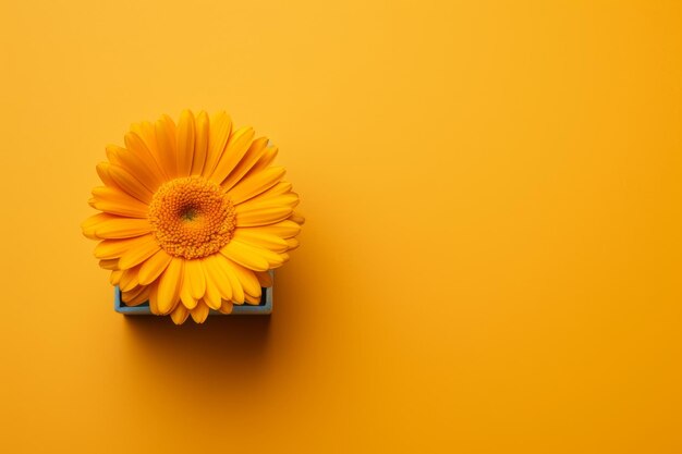 Top view minimalistic of an isolated majestic marigold symphony presents box copyspace next to the e