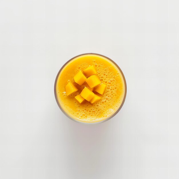 Top view minimalistic of an isolated Mango Smoothie
