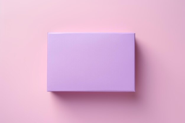 Photo top view minimalistic of an isolated mauve mist symphony presents box copyspace next to the edge bac