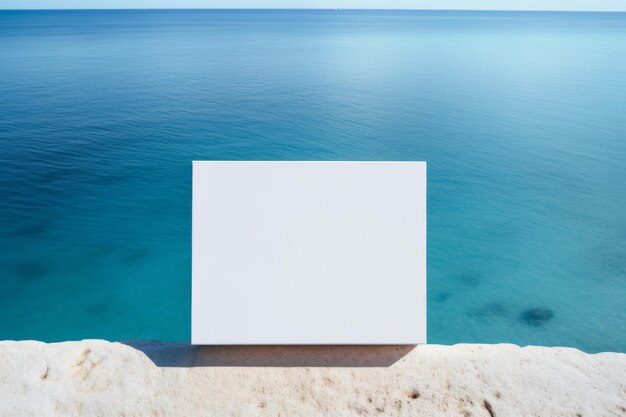 Photo top view minimalistic of an isolated oceanic opulence elegance presents box copyspace next to the oc