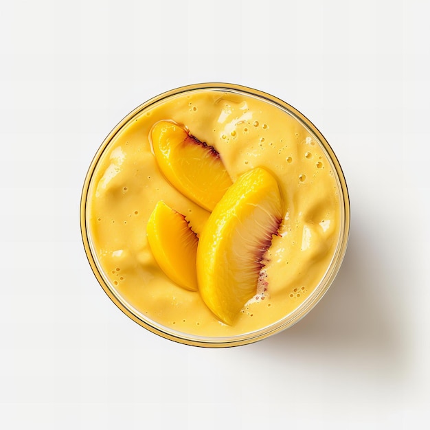 Top view minimalistic of an isolated Peach Mango Smoothie
