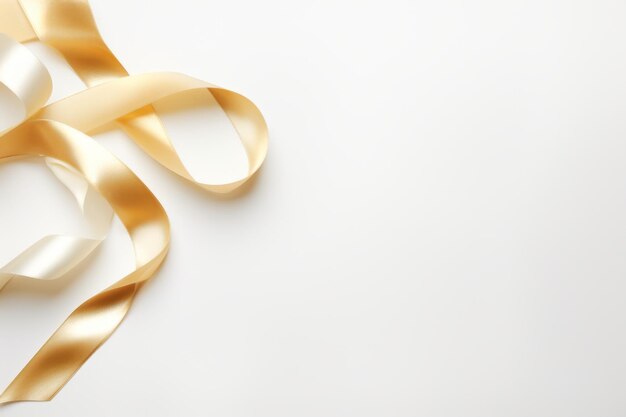 Photo top view minimalistic of an isolated shiny metallic ribbons next to the edge background