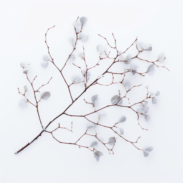 Photo top view minimalistic of an isolated snowdraped aspen branches